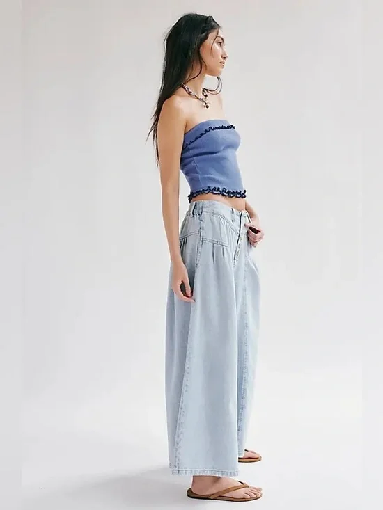 New Free People We The Free Blossom Pull-On Jeans Size L - Picture 3 of 10